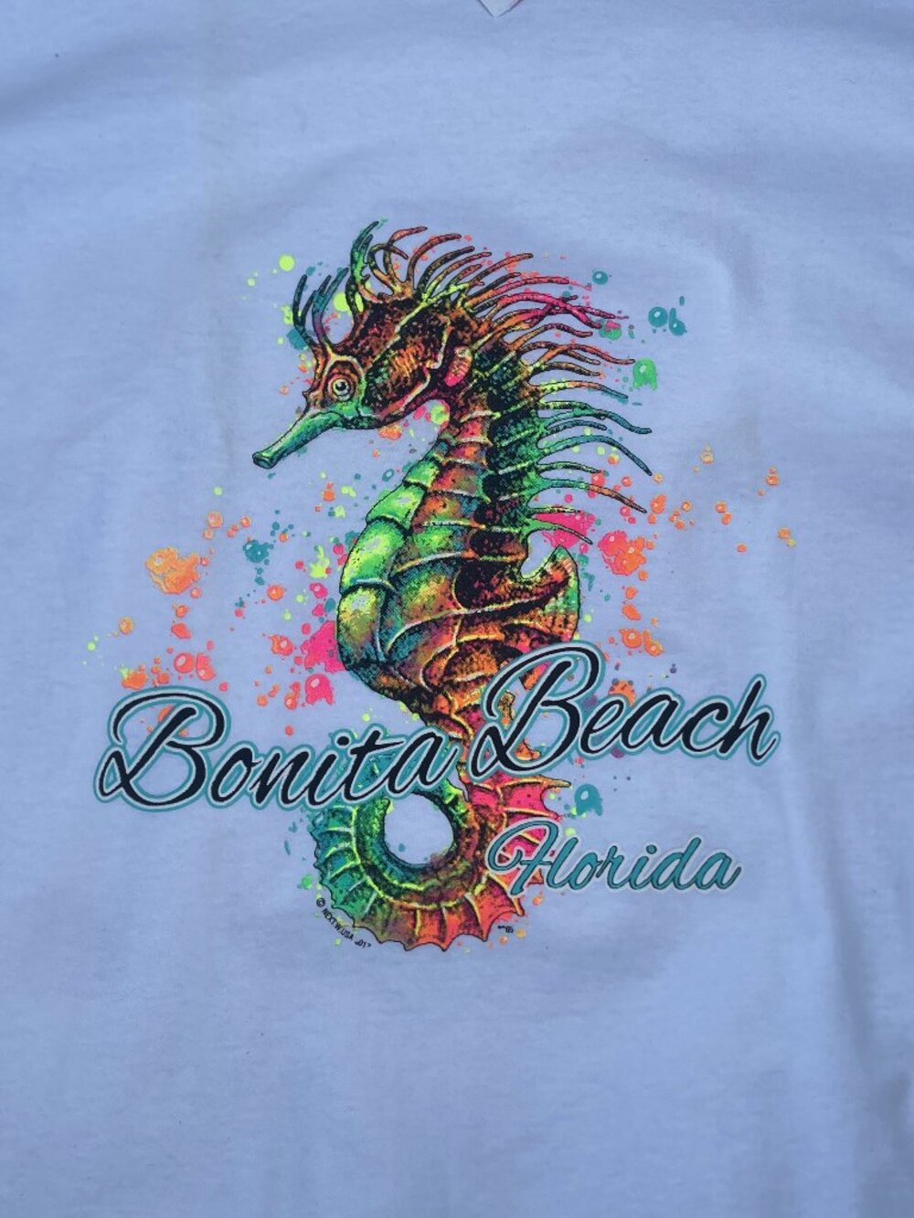 Bonita Beach Florida Rainbow Seahorse Unisex Cotton Gildan Tee Size XL - Picture 2 of 4